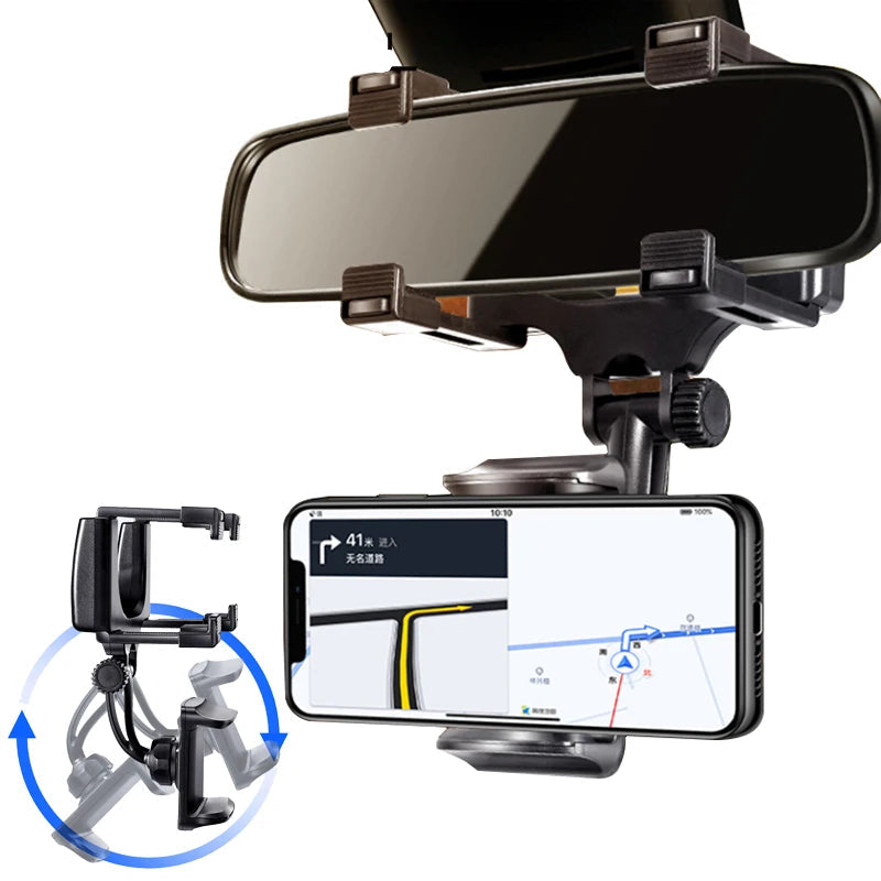 Rearview Mirror Phone Holder with 360° Rotation