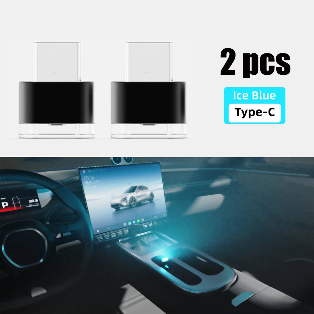 Mini Type-C LED Ambient Light – Plug & Play Car & Indoor Atmosphere Lamp (2 pcs)