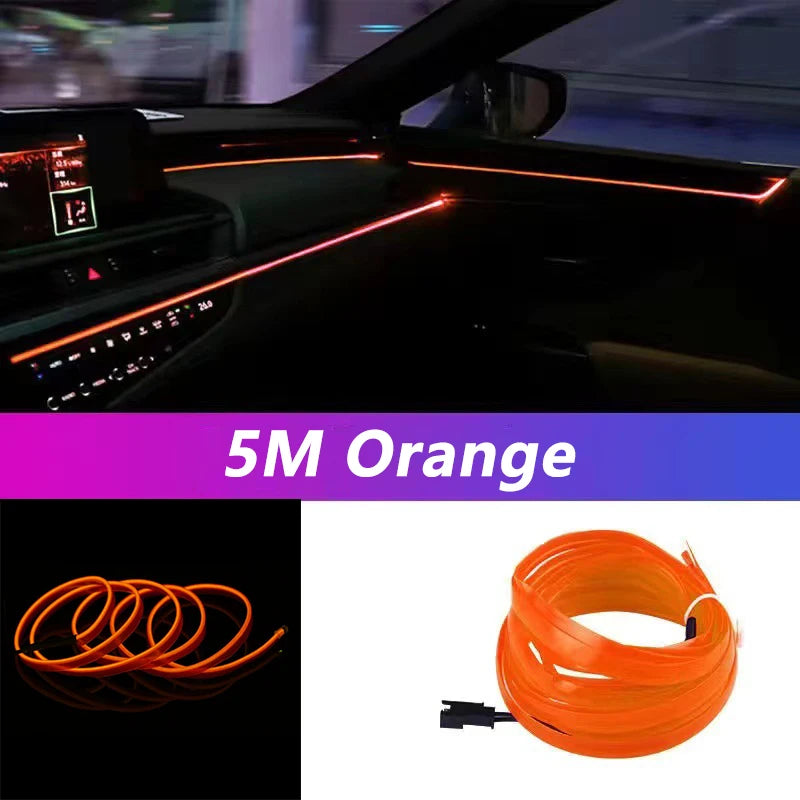 5m Neon EL Wire Car Interior Light – USB Ambient Atmosphere Strip (DIY)