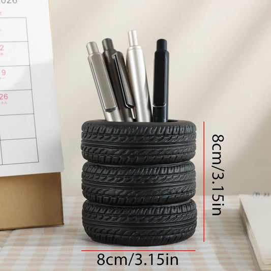 Tire Shaped Pen Holder – Car Wheel Desk Organizer