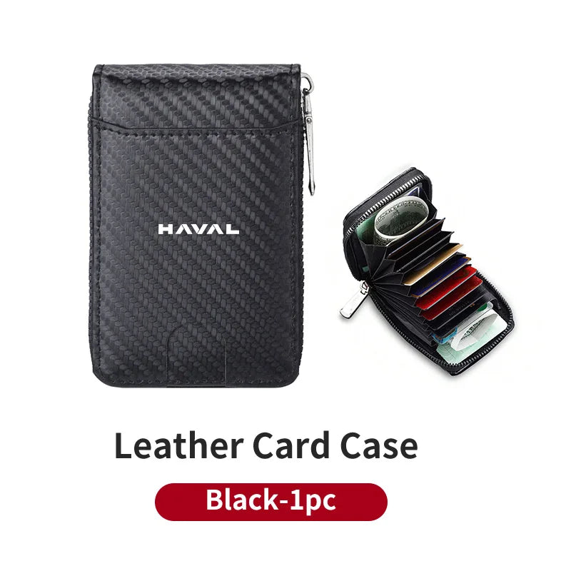 Carbon Fiber Leather Card Case | Slim Zipper Wallet
