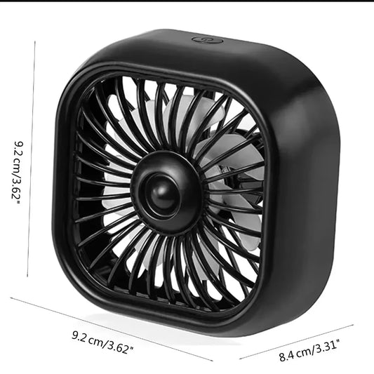 Mini USB Car Air Vent Fan - 3-Speed RGB LED Colorful Light Clip-On Cooler