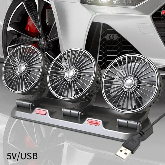 3-Head Car Fan – 360° Adjustable Electric Fan USB / 12V / 24V, 2 Speeds