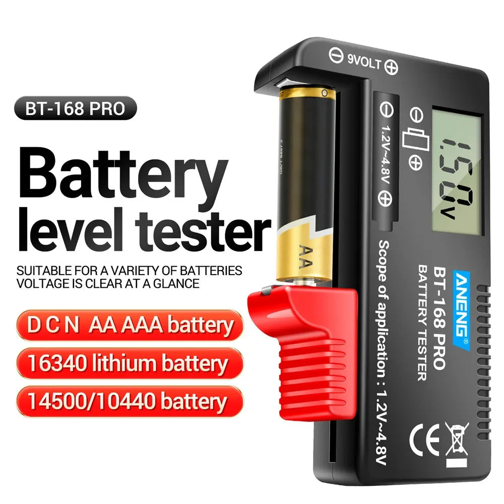 Digital Battery Tester – Universal LCD Capacity Checker AA AAA Lithium 9V