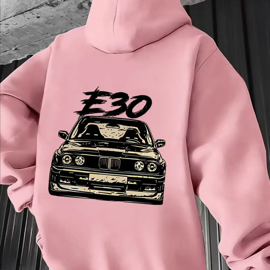 Oversized Classic Car Print Hoodie