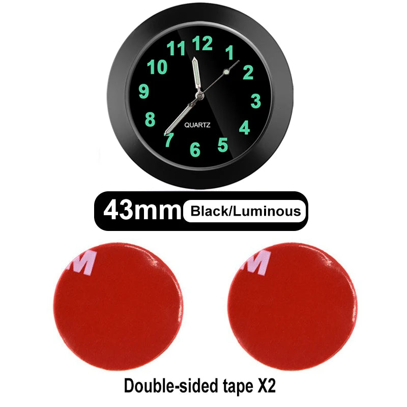 Mini Car Clock – Stick-On Quartz with Sapphire Glass & Luminous Dial