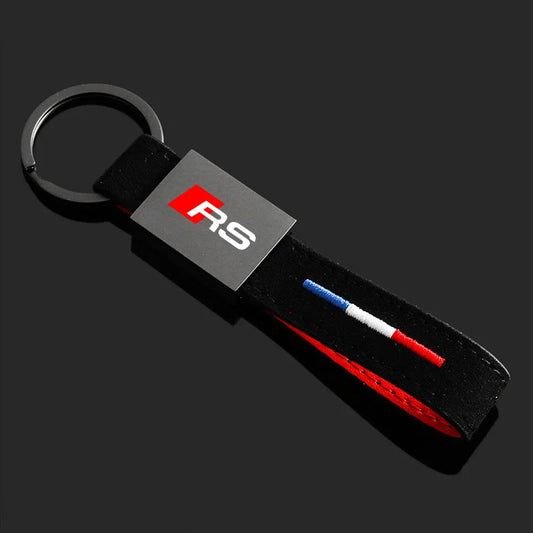 S Line Suede Metal Keychain