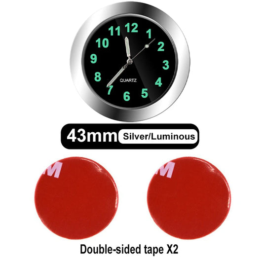 Mini Car Clock – Stick-On Quartz with Sapphire Glass & Luminous Dial