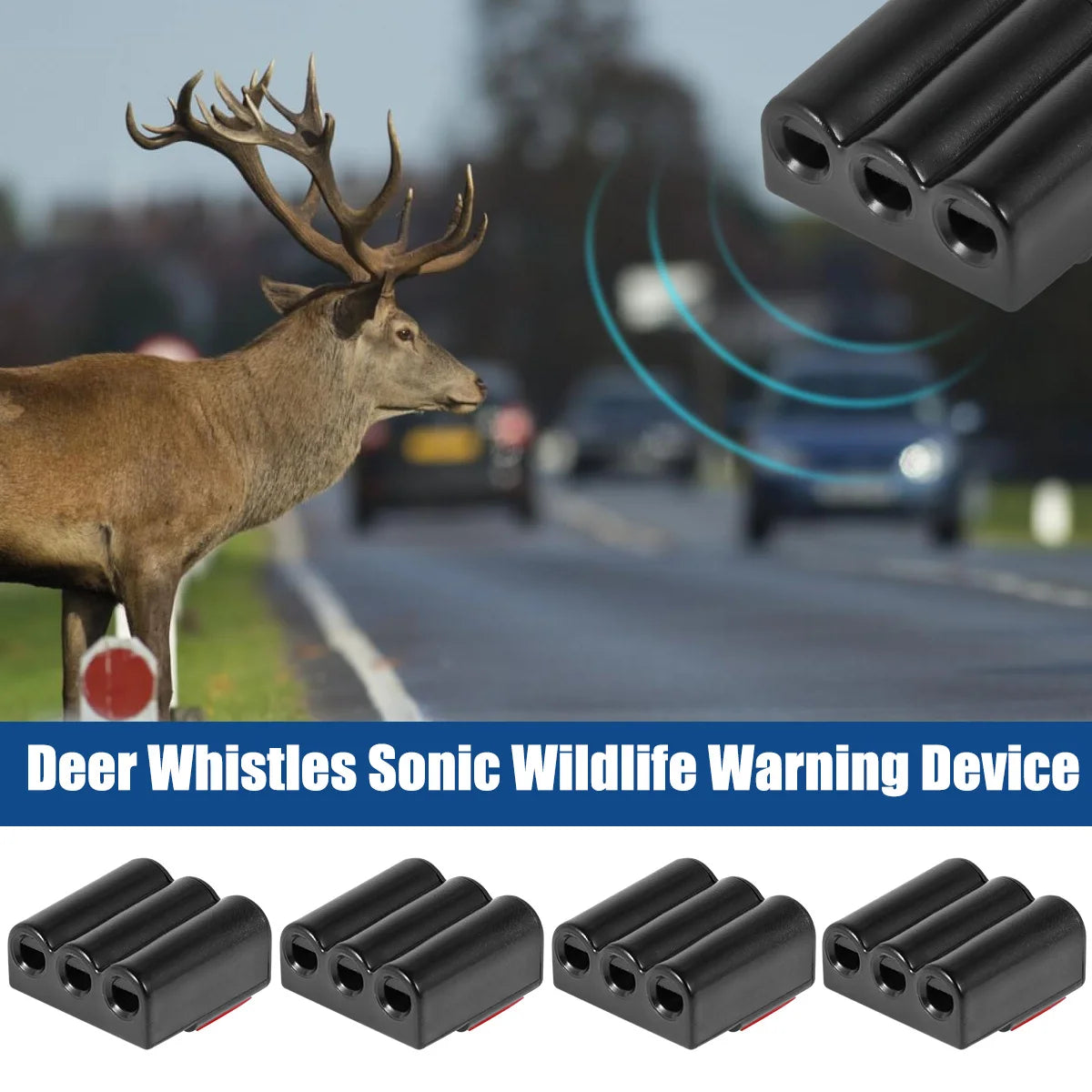 3-Hole Mini Deer Whistle - 4pcs Reusable Wildlife Alert