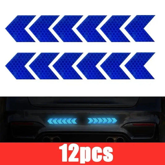 Reflective Arrow Safety Sticker Set – 12 Pcs Car & Motorcycle Decals