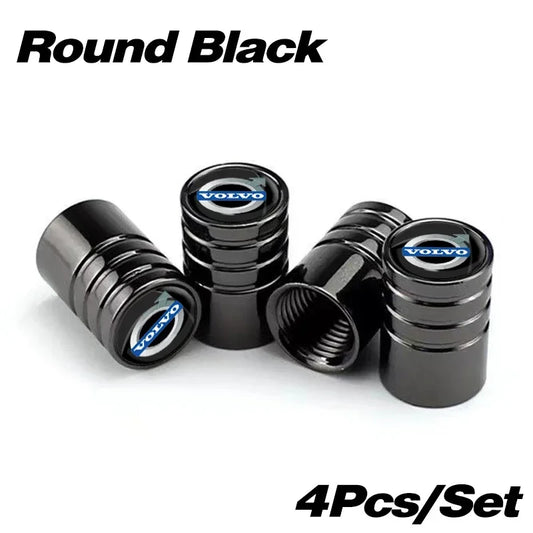 Metal Car Tire Valve Caps – 4pcs, 8 Colors, Round & Hex Style