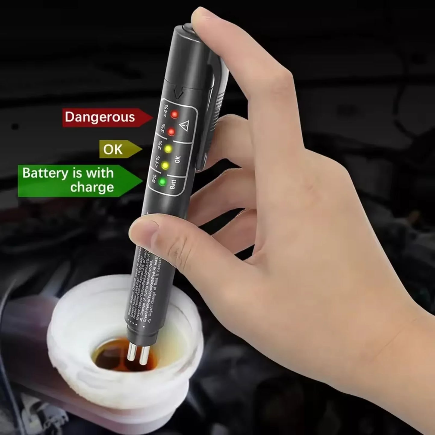 Brake Fluid Tester – LED Indicator Pen for DOT3 / DOT4 / DOT5