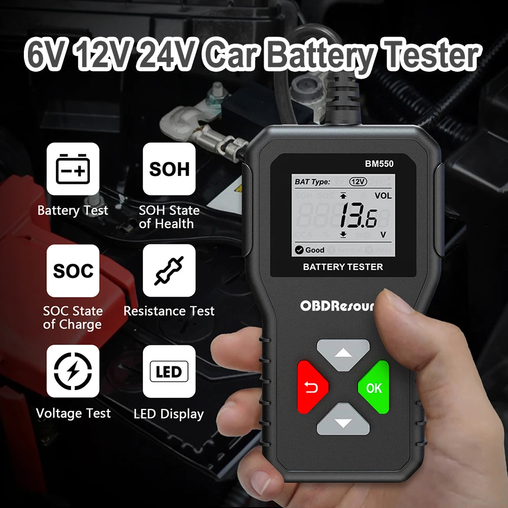 Car Battery Analyzer BM550 – 6V 12V 24V CCA SOH SOC Tester