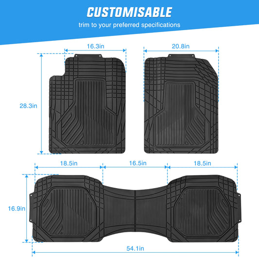 Universal Heavy Duty PVC Floor Mats – Pack of 3