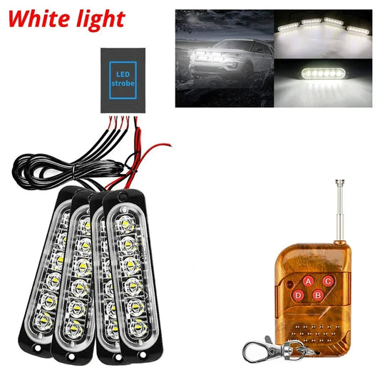 12-24V LED Strobe Lights - 18-Mode Vehicle Warning Set