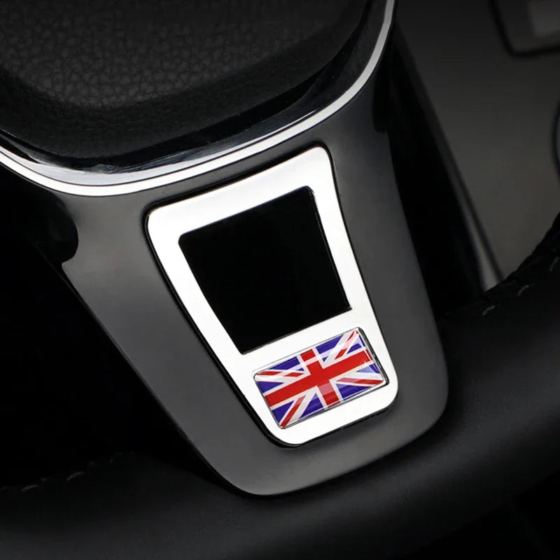 Steering Wheel Emblem Cover Sticker – Flag & Carbon Fiber Designs