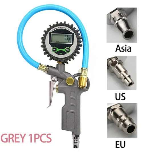 Pistol Digital Tire Pressure Gauge – 0–200 PSI LCD Inflator Gun with Hose