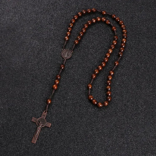 Wooden Rosary Cross Pendant | Car Charm