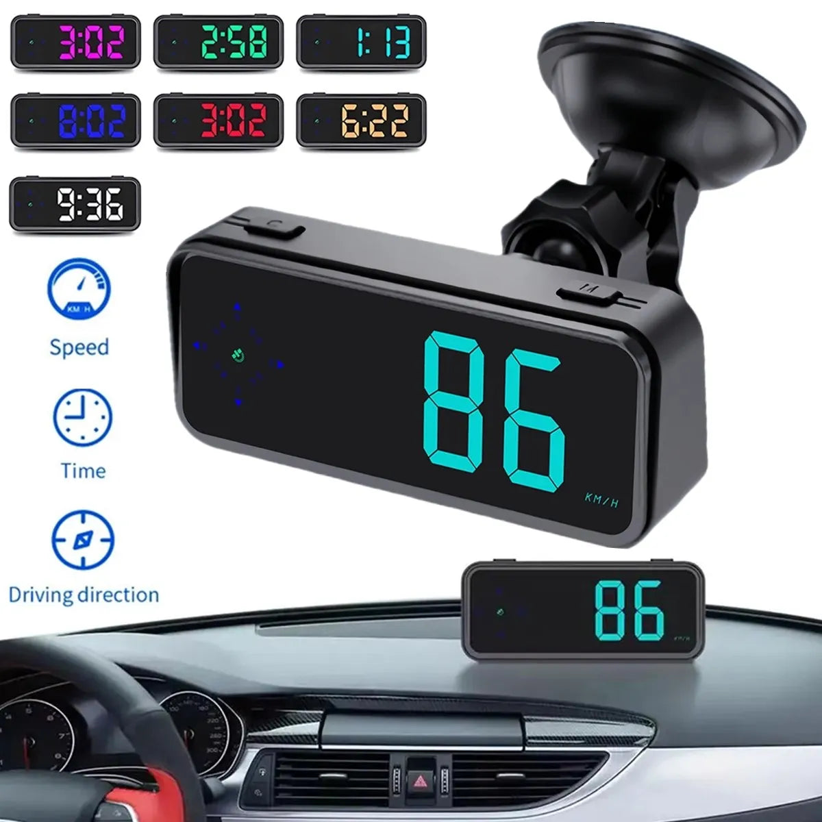 1. Mini tachimetro GPS digitale HUD Head Up Display, contachilometri universale MPH/KMH con allarme di velocità eccessiva, display GPS plug & play per auto, camion, SUV e moto
