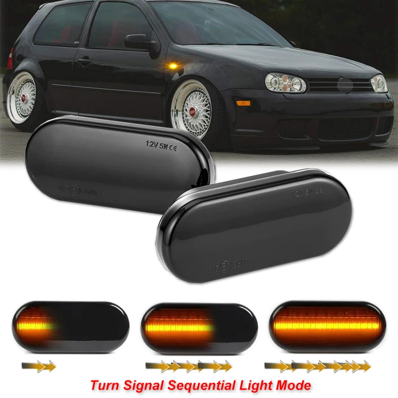 LED Dynamic Side Marker Turn Signal Light - T10 W5W Amber SMD Pair