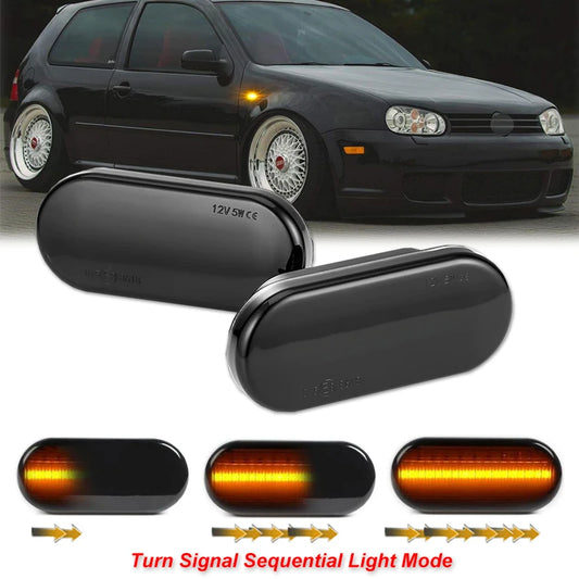 LED Dynamic Side Marker Turn Signal Light - T10 W5W Amber SMD Pair