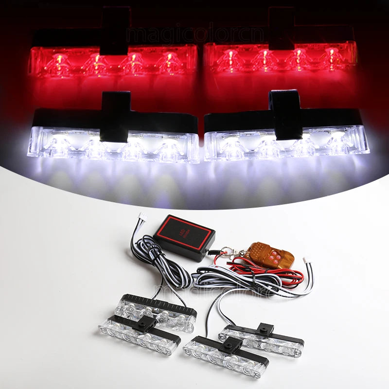12V LED Grille Strobe Lights - Wireless Remote