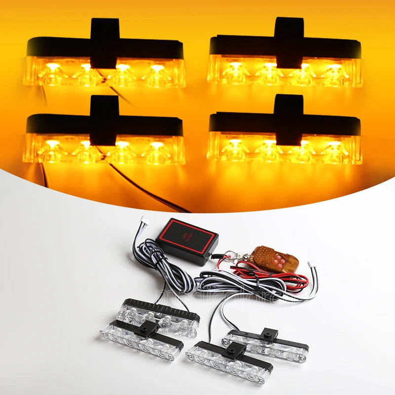 12V LED Grille Strobe Lights - Wireless Remote