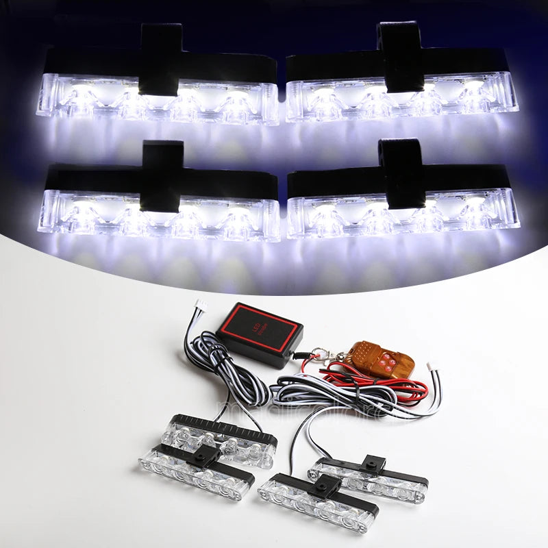 12V LED Grille Strobe Lights - Wireless Remote