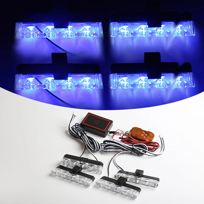 12V LED Grille Strobe Lights - Wireless Remote