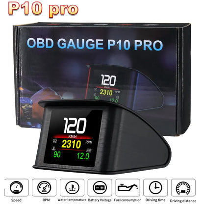 P10 Pro OBD2 HUD – On-Board Computer Speedometer Temp Fuel RPM