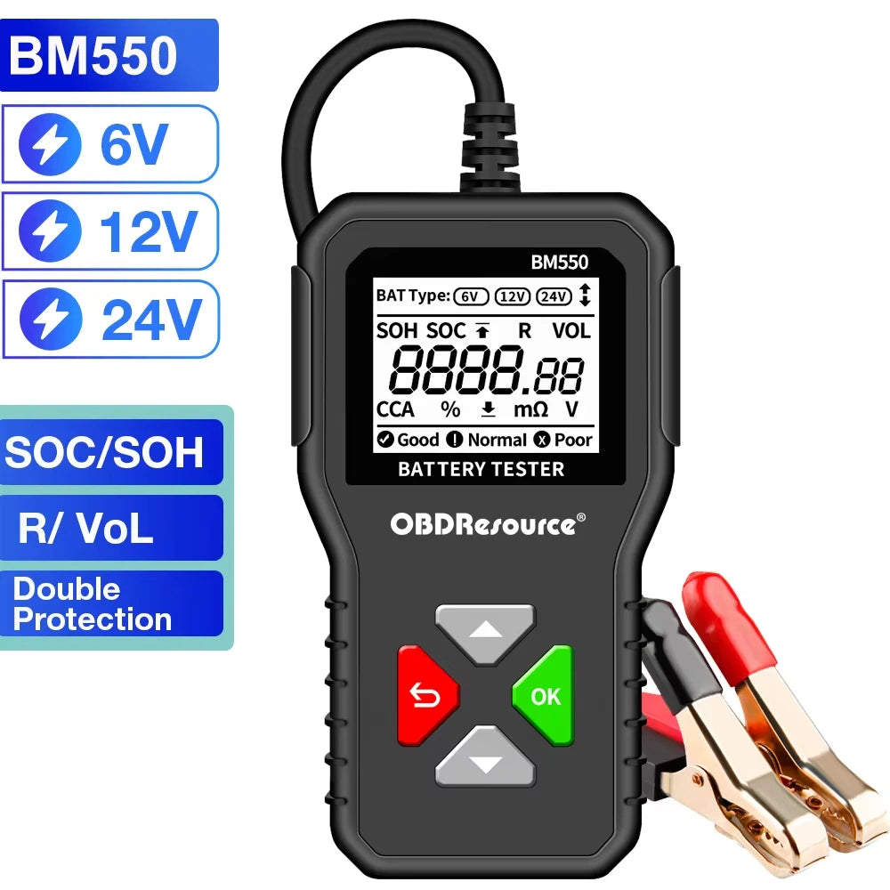 Car Battery Analyzer BM550 – 6V 12V 24V CCA SOH SOC Tester
