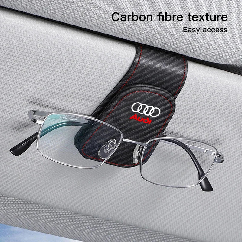 Car Sun Visor Glasses Clip – Leather Sunglasses & Card Holder