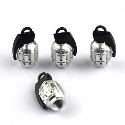 4PCS Grenade Style Tire Valve Caps