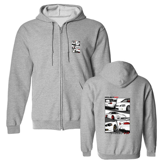JDM Sports Car Hoodie – Zipper & Pullover Automotive Sweatshirt