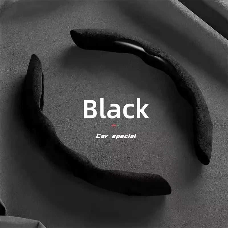 Suede Leather Steering Wheel Cover – Anti-Slip 38cm