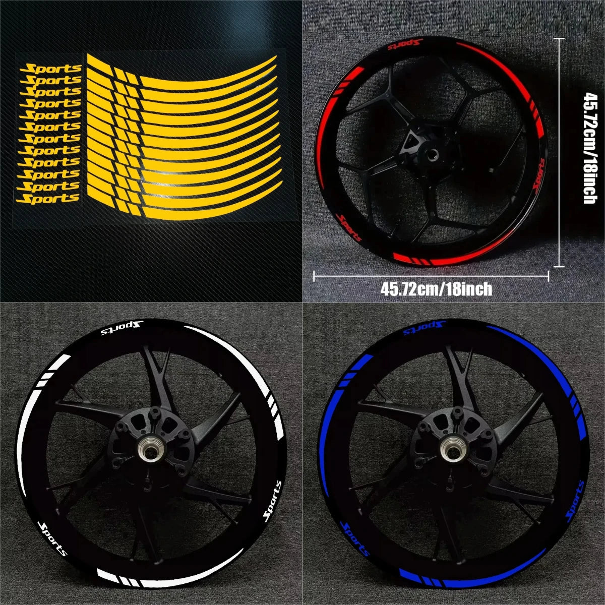 Motorcycle Wheel Rim Stripe Sticker – Reflective Decal Tape for 18-21 Inch Wheels