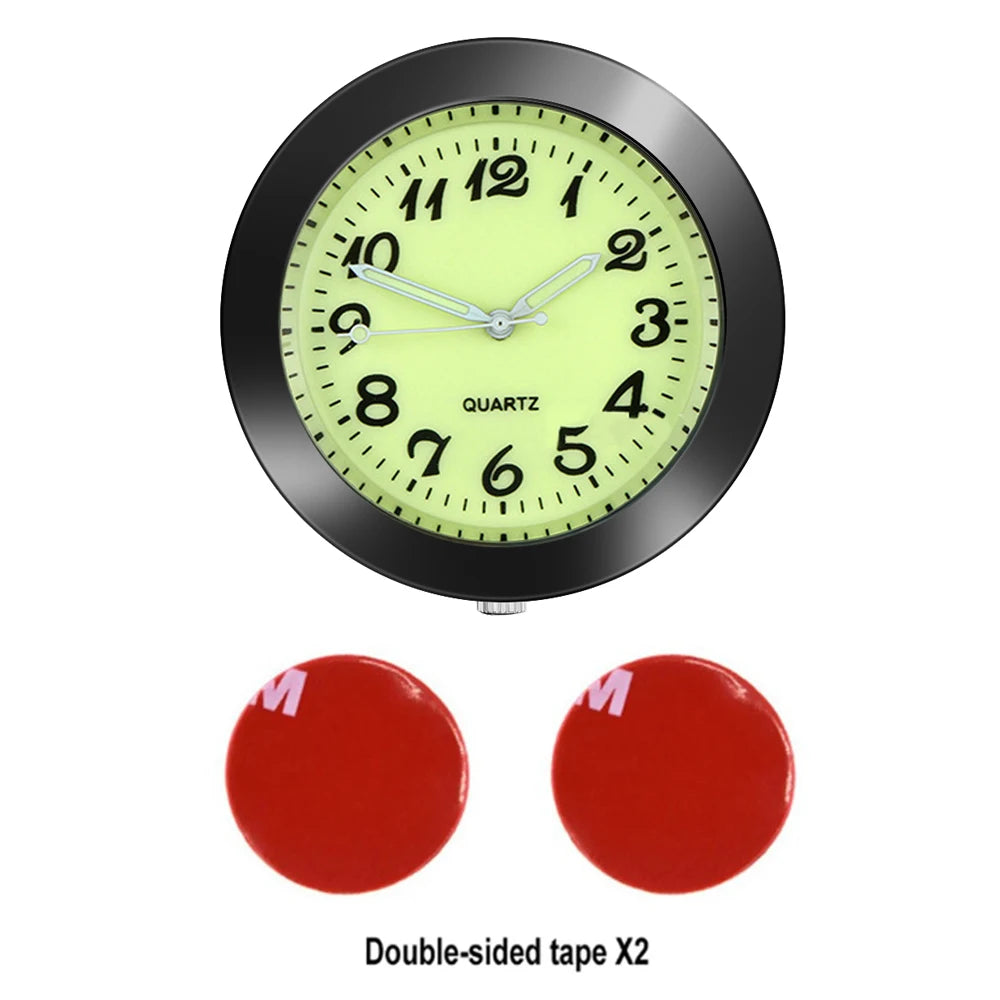 Mini Car Clock – Stick-On Quartz with Sapphire Glass & Luminous Dial