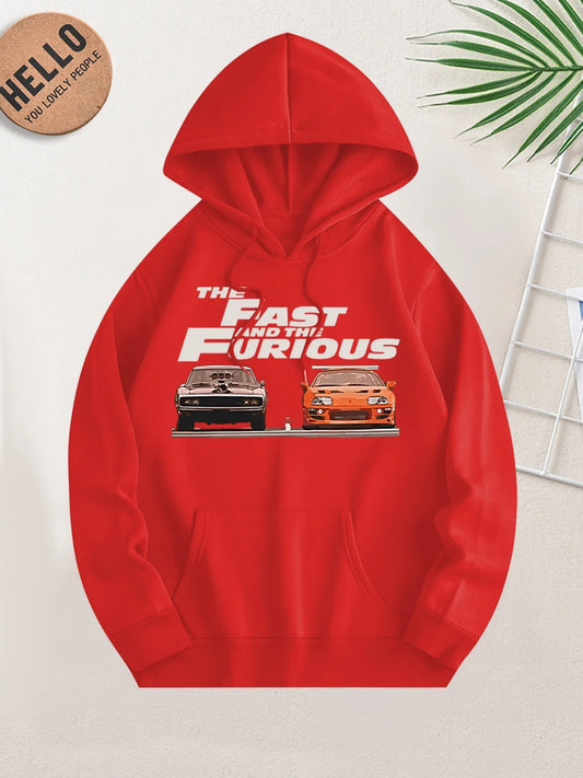 Racing Car Print Hoodie – Unisex Fleece Pullover