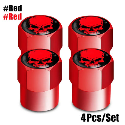 4Pcs/Set Skull Tire Valve Stem Cap