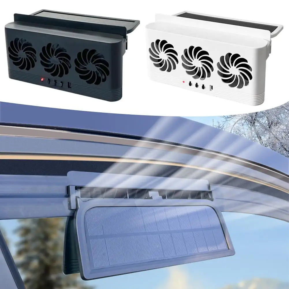 Solar Car Exhaust Fan – 3-Head Window Ventilation & Cooling Fan