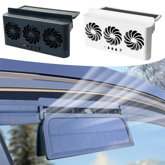 Solar Car Exhaust Fan – 3-Head Window Ventilation & Cooling Fan