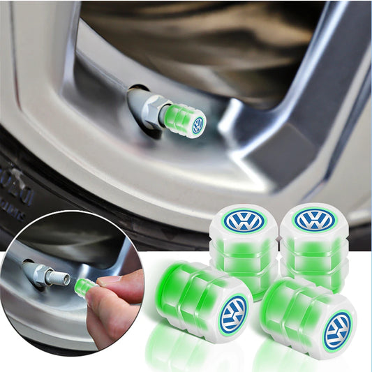 Fluorescent Car Tire Valve Caps – Glow in the Dark, ABS, 4pcs