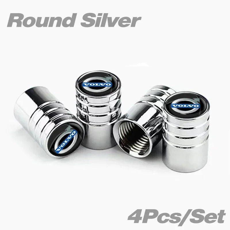 Metal Car Tire Valve Caps – 4pcs, 8 Colors, Round & Hex Style