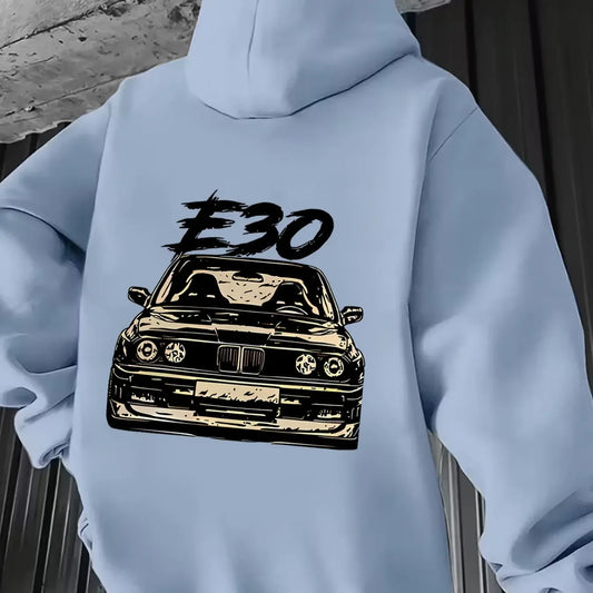 Oversized Classic Car Print Hoodie