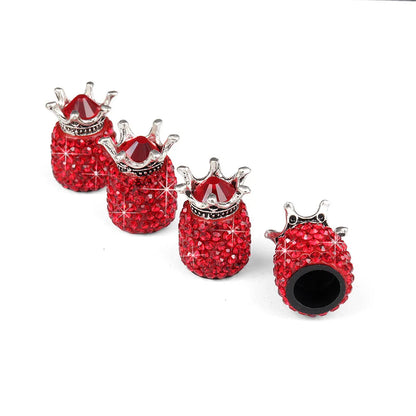 4Pcs Diamond Crown Car Tire Valve Caps