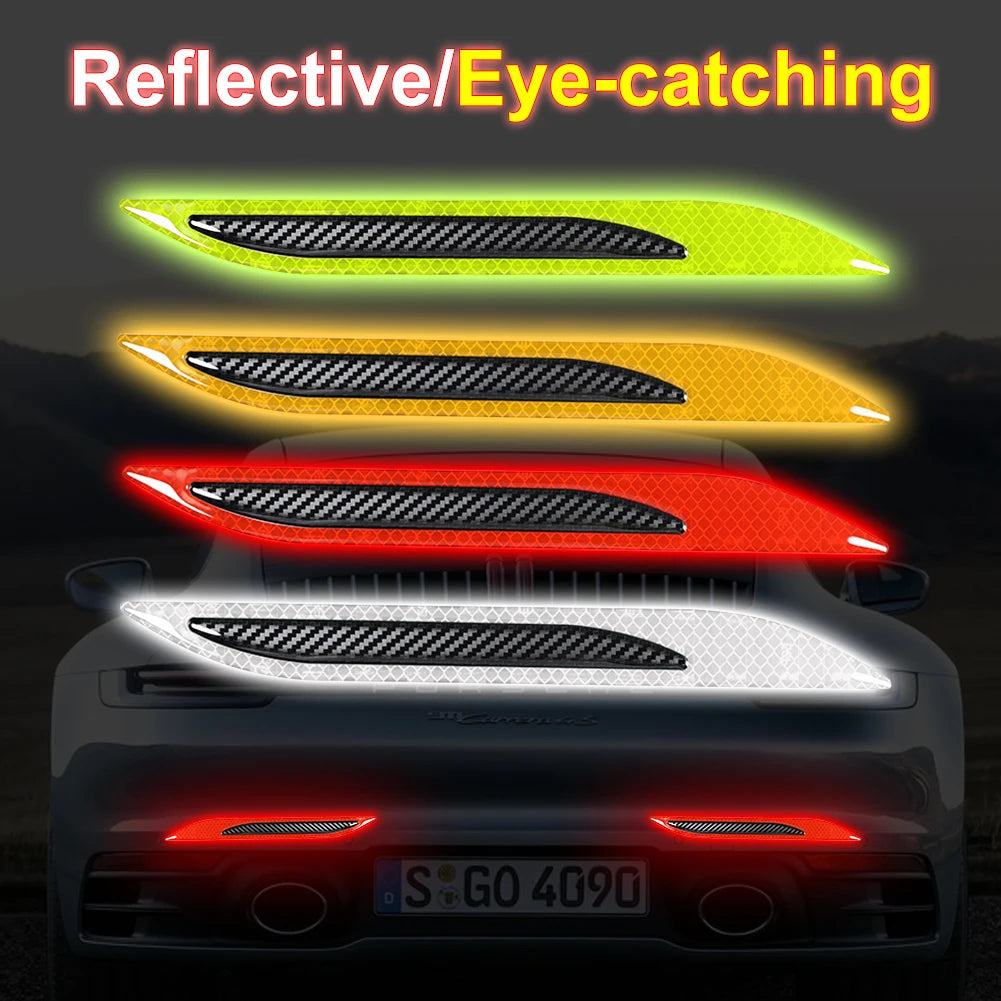 Carbon Fiber Bumper Protector Reflective Strips – Anti-Scratch Warning Stickers (2 pcs)