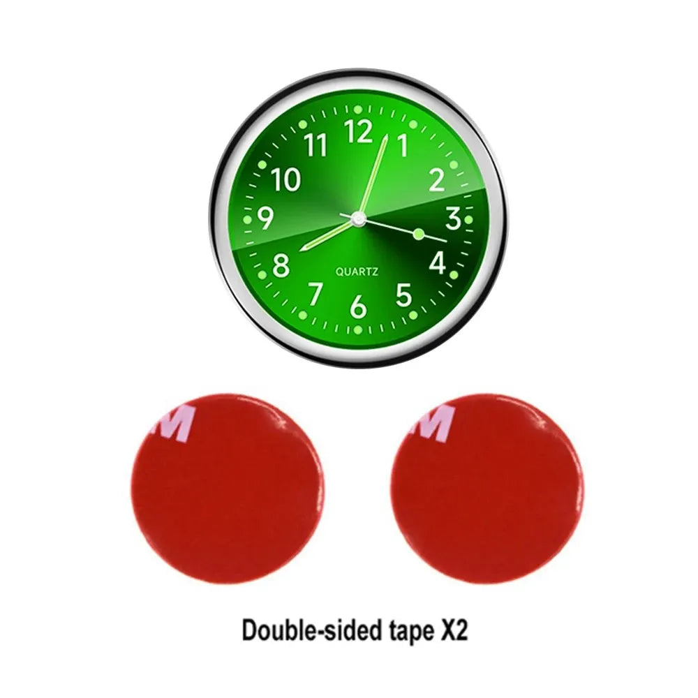 Mini Car Clock – Stick-On Quartz with Sapphire Glass & Luminous Dial