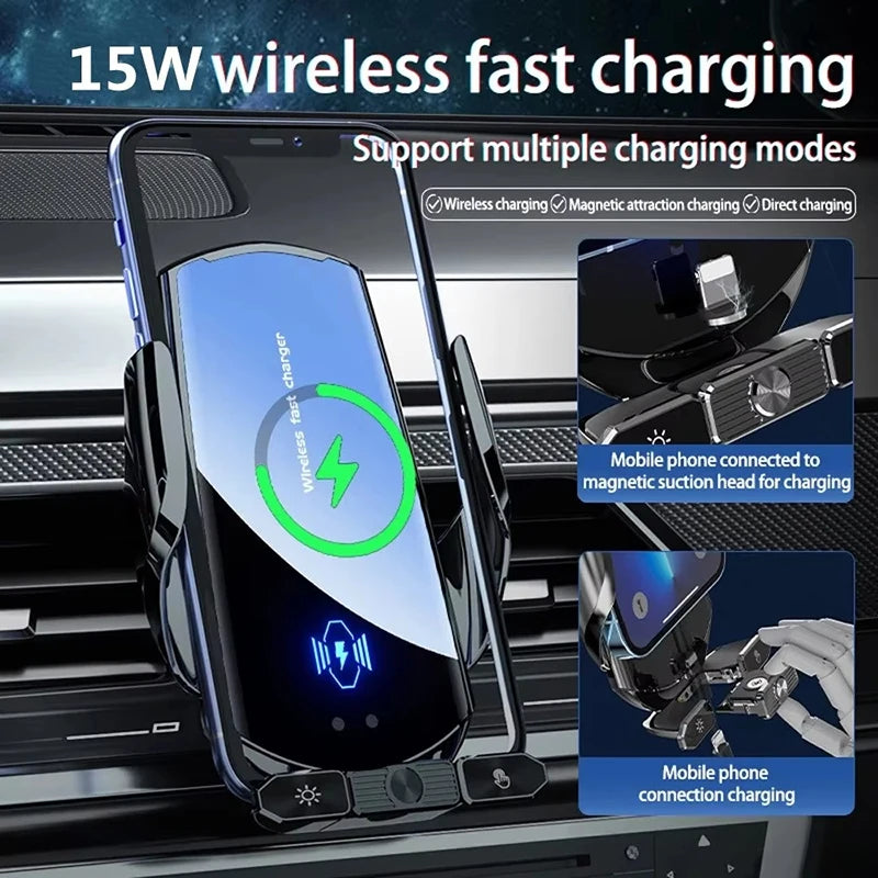 Magnetic Wireless Car Charger with Auto-Clamp & Infrared Sensor