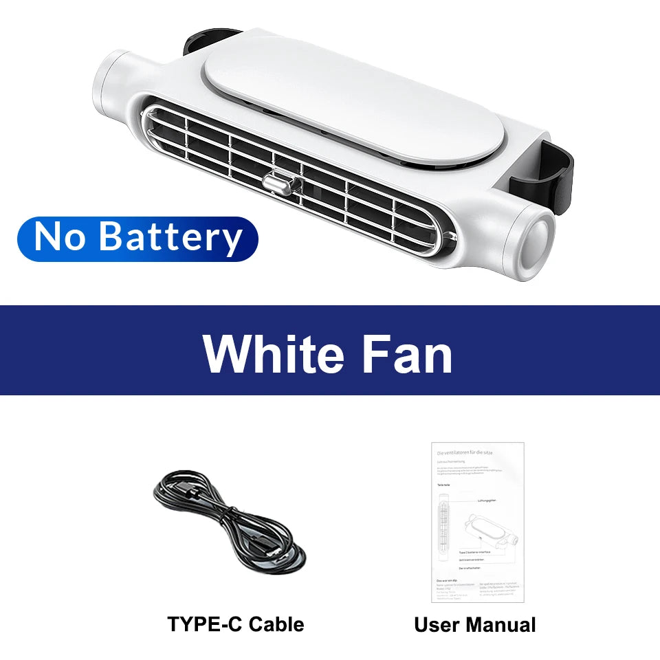 Car Seat Cooling Fan – USB 5V | 3 Speeds | Optional 3000mAh Battery