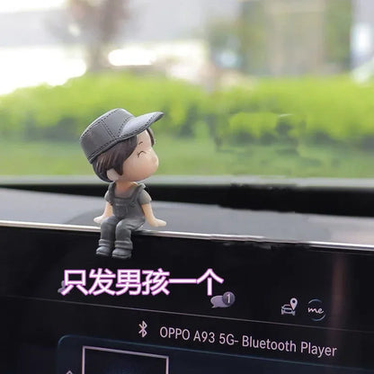 Cute Couple Car Dashboard Figurines – Resin Balloon Ornament Decoration